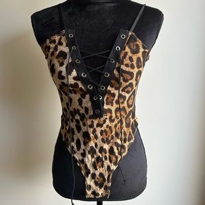 NEW/NEVER WORN Leopard Front Lace Bodysuit/Lingerie